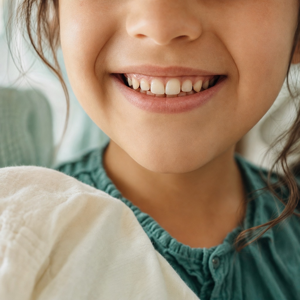 A young child's natural, happy smile